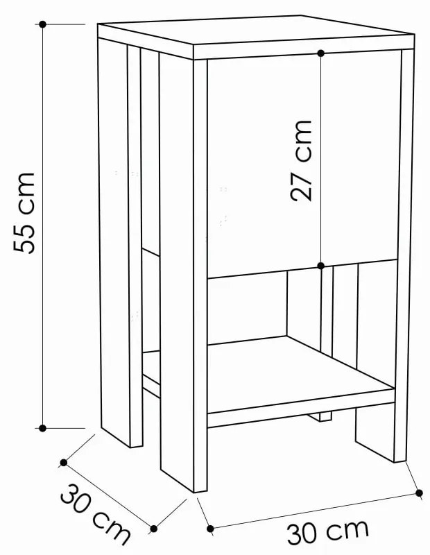 Comodino antracite con dettagli in legno di quercia Garetto Ema - Homitis