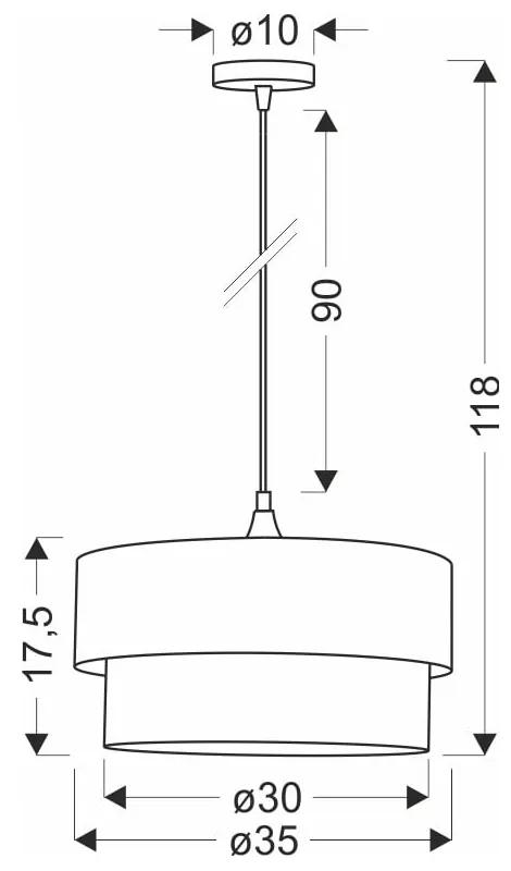 Lampada a sospensione in petrolio/nero con paralume in tessuto ø 35 cm Solanto - Candellux Lighting