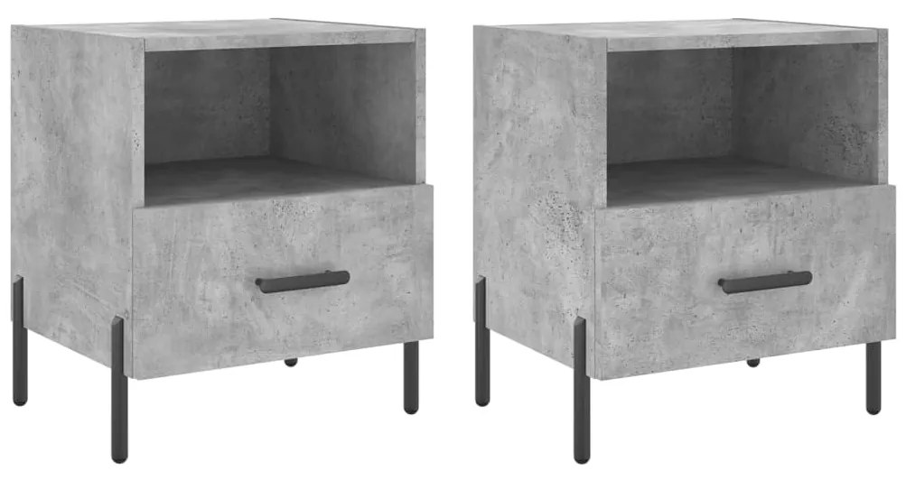 Comodini 2 pz grigio cemento 40x35x47,5 cm in legno multistrato