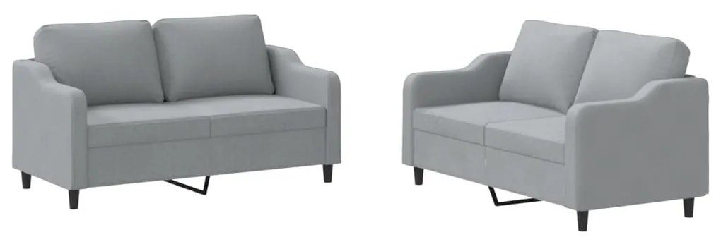 Set di divani 2 pz con cuscini grigio chiaro in tessuto
