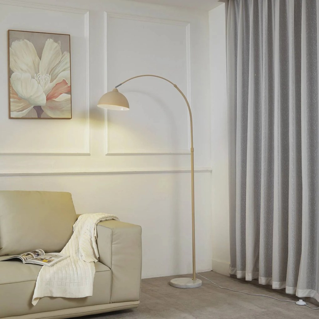 Lindby Lampada da terra Tonka, beige, metallo/marmo, 180 cm, E27