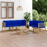 Set Salotto da Giardino 6 pz con Cuscini Blu 3065245