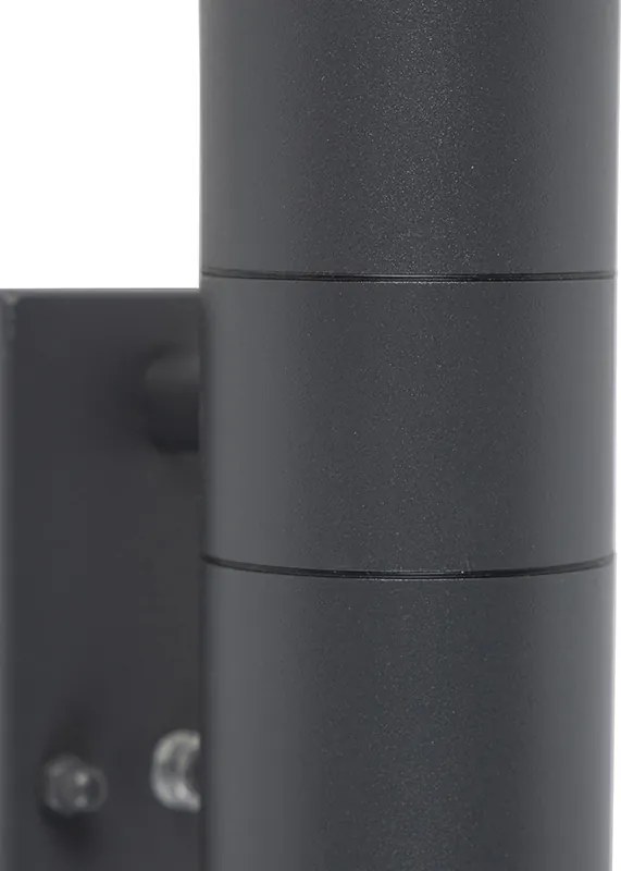 Lampada da parete per esterni grigio scuro 2 luci con sensore crepuscolare - Duo