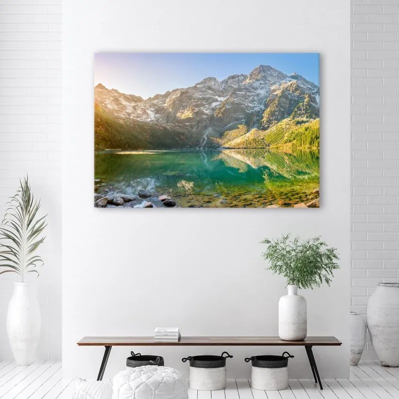 Quadro su tela, Lago in montagna  Dimensioni 100x70