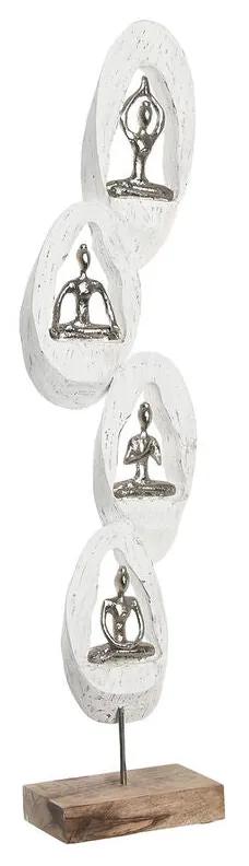 Statua Decorativa DKD Home Decor 18 x 9 x 69 cm Marrone Alluminio Bianco Legno di mango Yoga