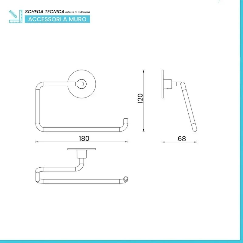 Anello porta asciugamani a muro in acciaio cromato serie Idea