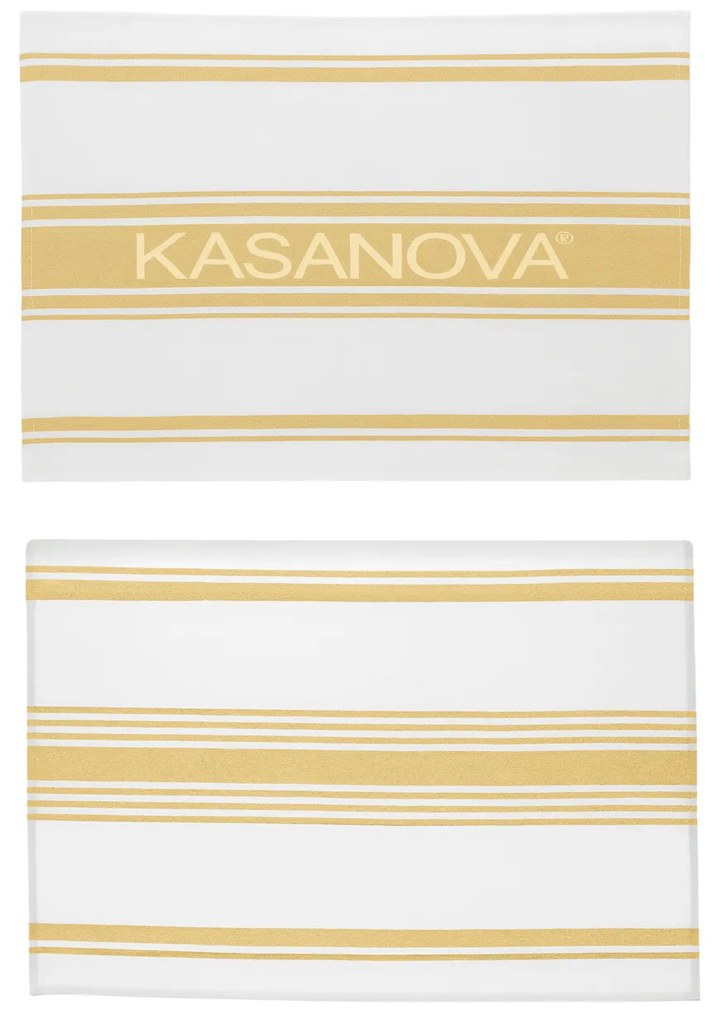 Set 2 strofinacci cucina 50x70 cm righe cotone giallo
