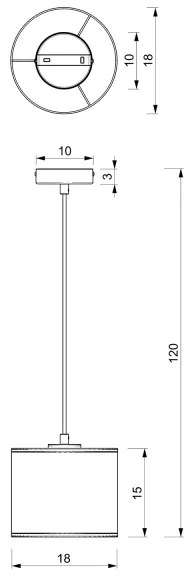 Lampadario a sospensione con filo LOFT SHADE 1xE27/60W/230V diametro 18 cm nero/oro