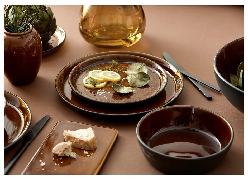 Piatto nero/color ambra in gres ø 27 cm Gastro Black/Amber – Bitz