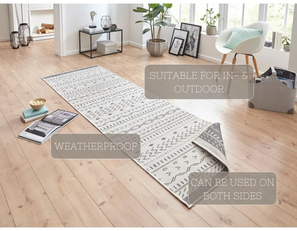 Tappeto da esterno grigio e crema , 250 x 80 cm Kuba - NORTHRUGS