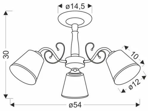 Lampadario a stelo LOSANNA 3xE14/40W/230V in ottone