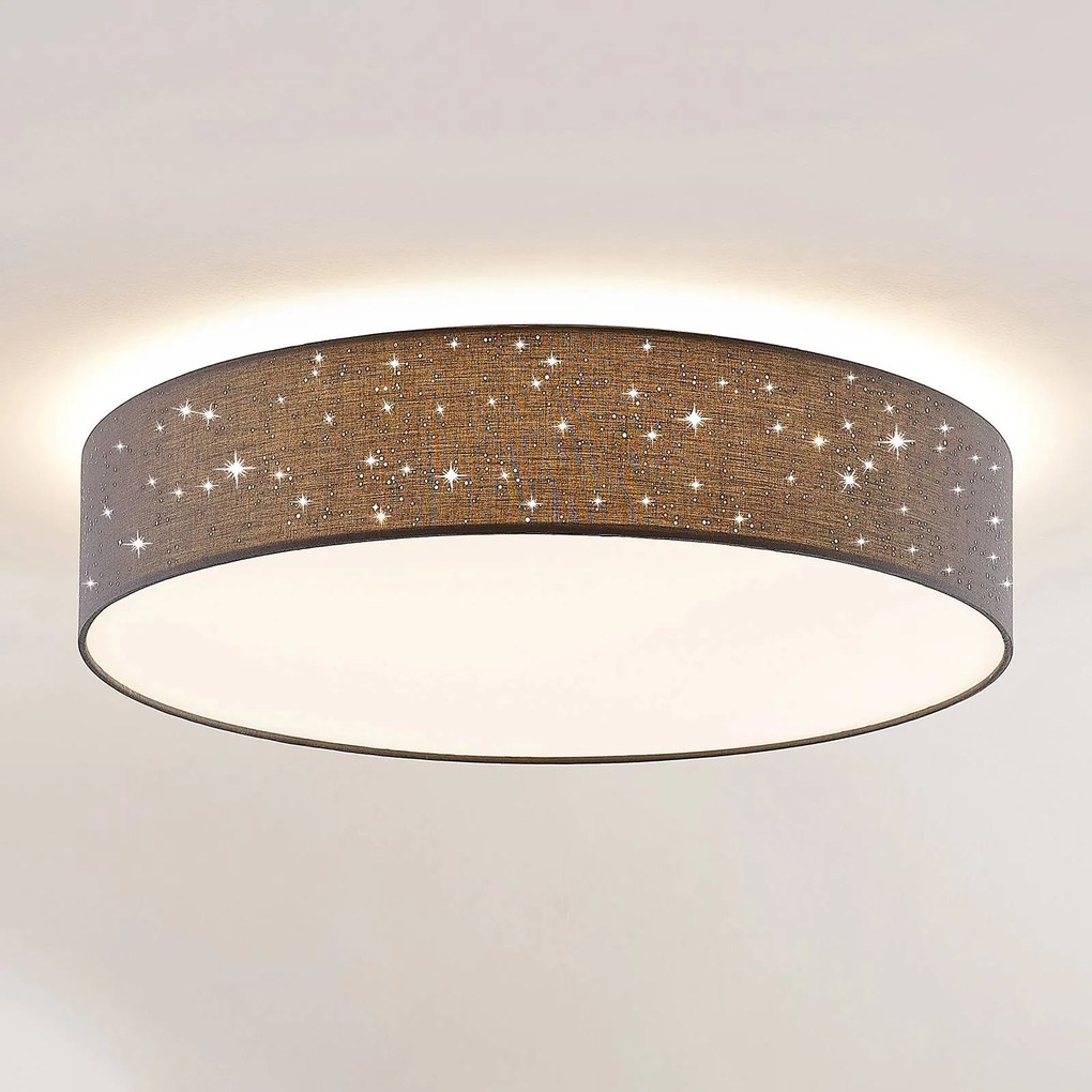 Lindby plafoniera LED Ellamina, Ø 60 cm, antracite, tessuto