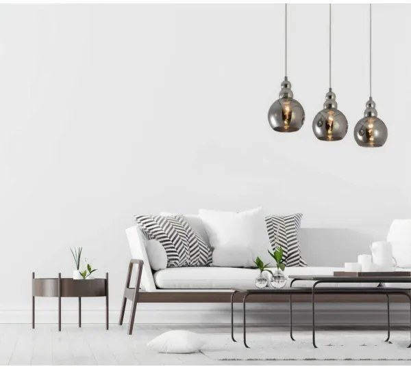 Lampadario a sospensione con filo AKSO 3xE14/40W/230V cromo opaco