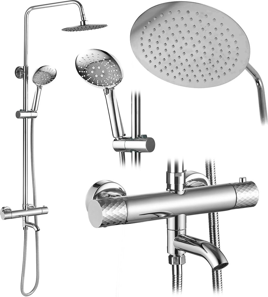 Set Doccia da incasso con Termostatato Lungo Diamond Chrome