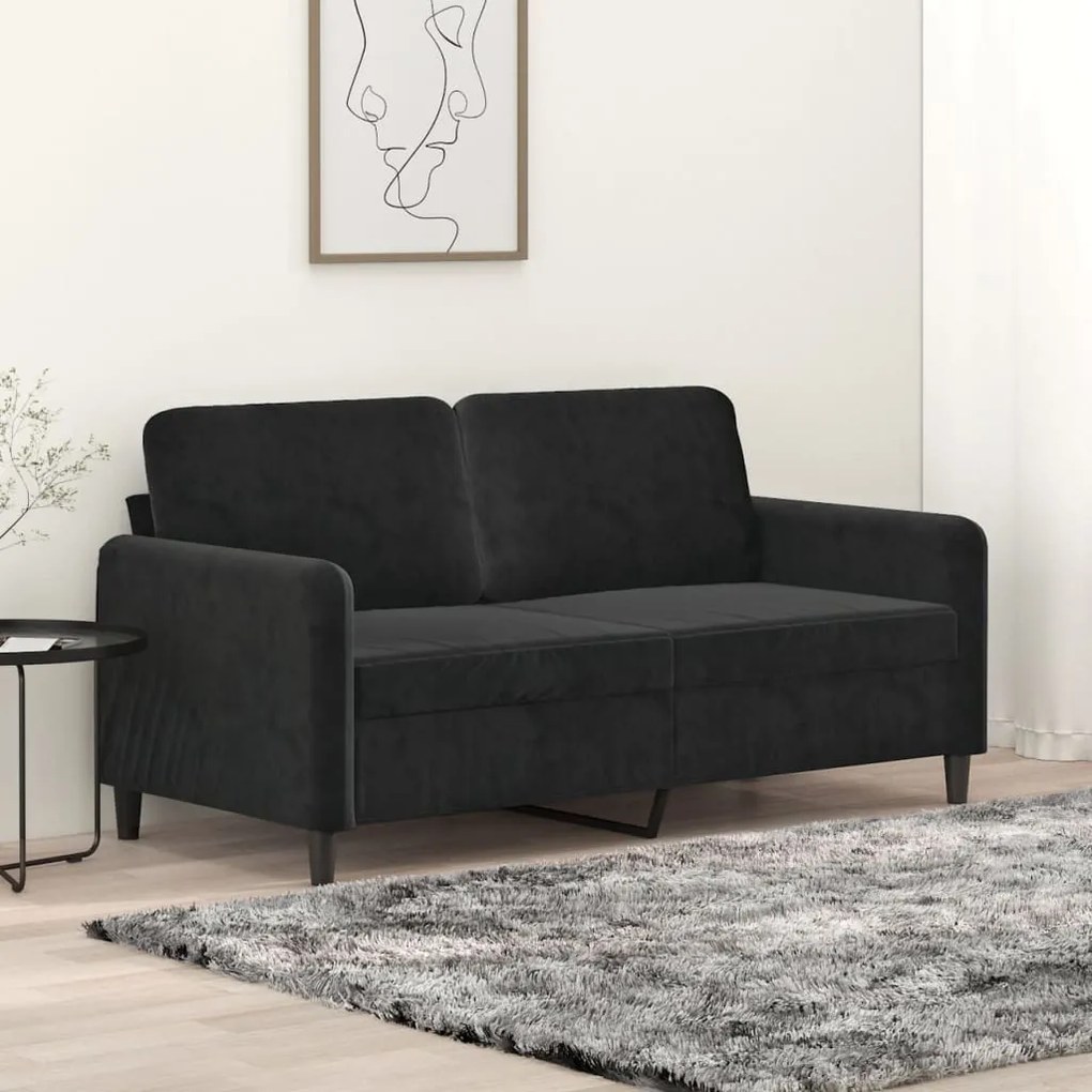 Divano A 2 Posti Nero 140 Cm İn Velluto /