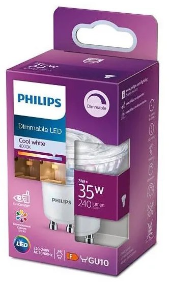Lampadina LED dimmerabile Philips GU10/3W/230V 4000K CRI 90