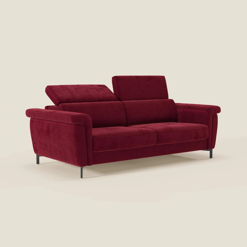 Capri divano letto di design con piedini alti - poggiatesta reclinabili in raffinato tessuto effetto velluto smacchiabile T30