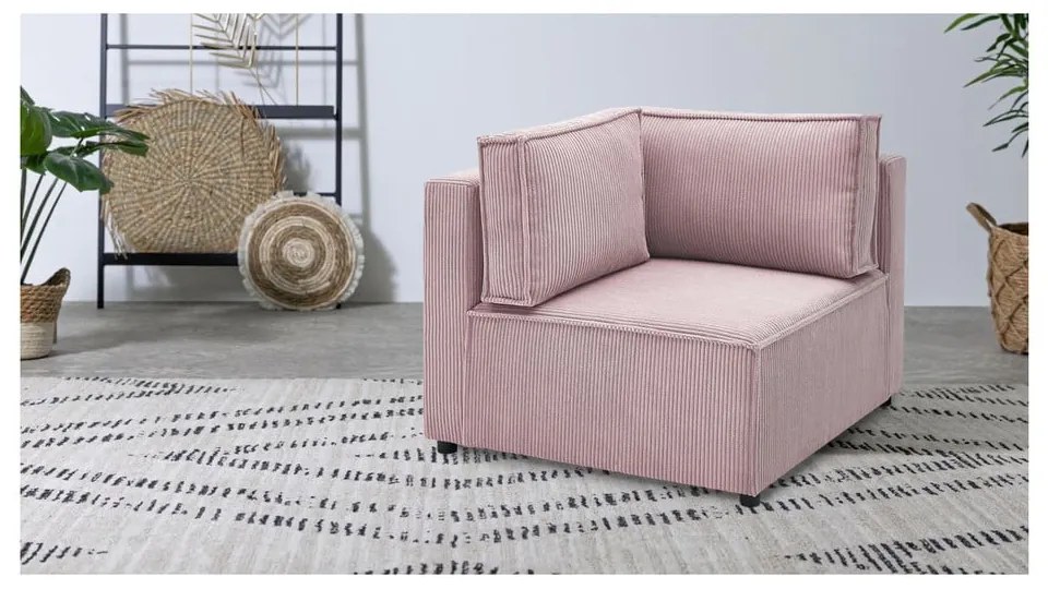 Modulo divano in velluto a coste variabile rosa chiaro Nihad modular - Bobochic Paris