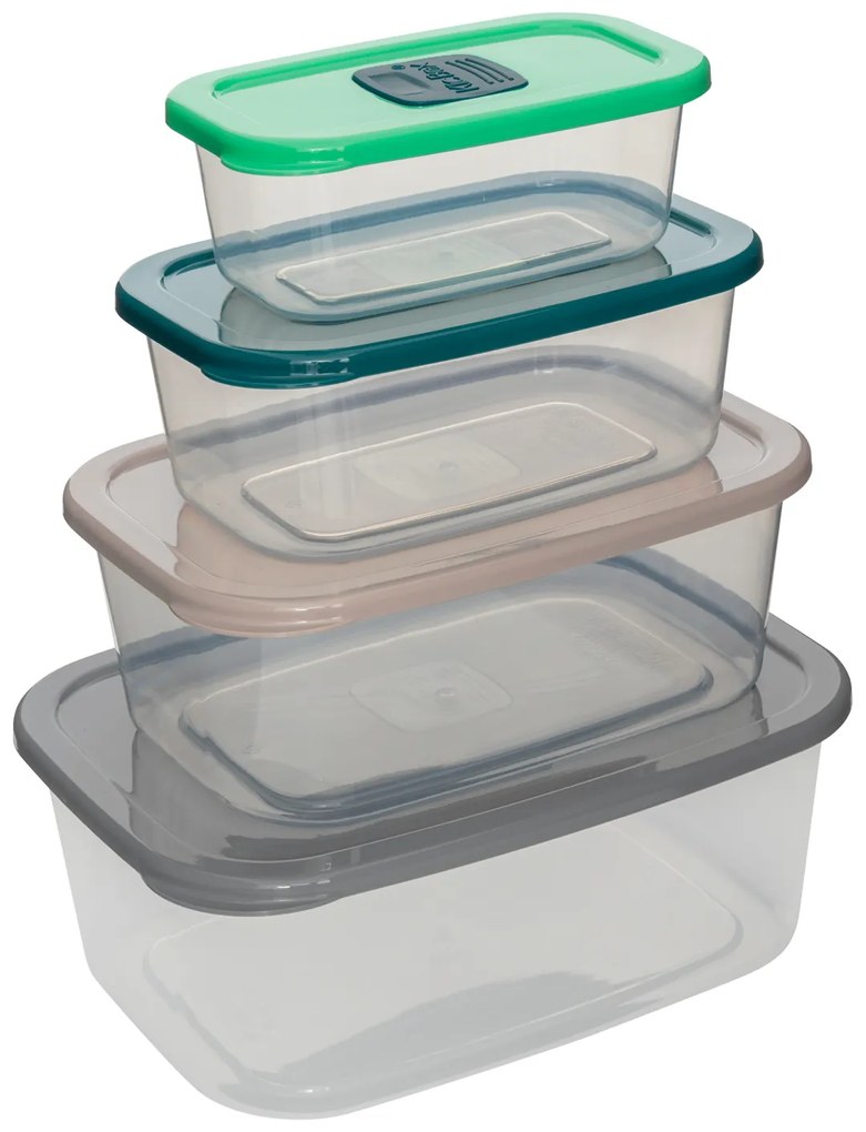 Set 4 contenitori per alimenti in plastica