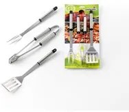 Set Accessori per Barbecue Ompagrill Pinza Paletta Forchettone Acciaio Inox