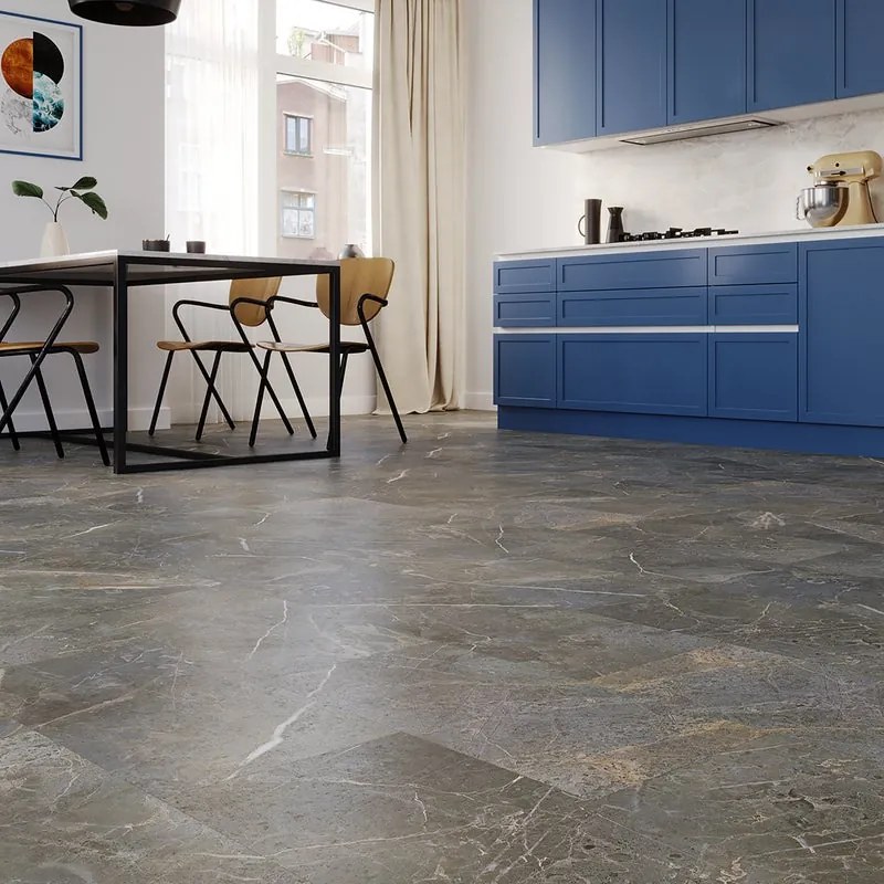 Pavimento SPC in spc flottante passaggio moderato Ash Marble grigio cenere Sp 4 mm