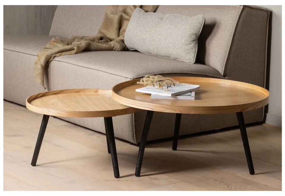 Tavolino beige e nero , ø 60 cm Mesa - WOOOD