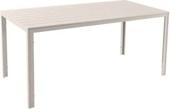 Set Tavolo E Sedie Da Giardino In Acciaio E Doghe In Resina Assos Beige