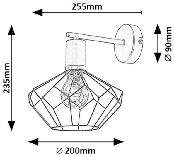 Rabalux 71064 - Applique FRAN 1xE27/40W/230V diametro 20 cm nero