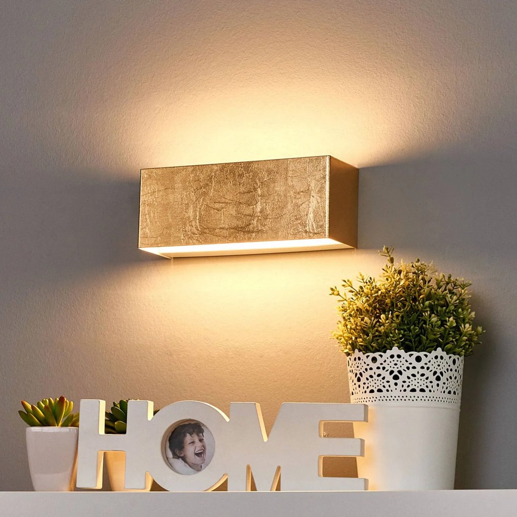 Lindby applique a LED Quentin, larghezza 23 cm, colore oro, metallo