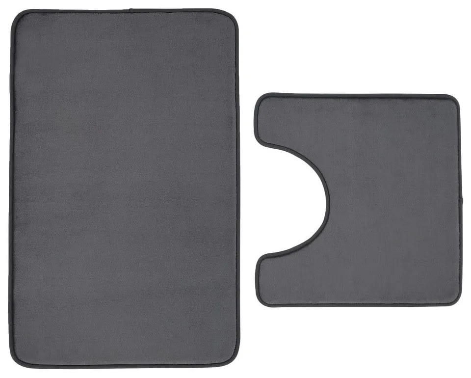 Set di tappetini per il bagno grigio scuro in memory foam 2 pz per WC 50x80 cm Anti-Bacterial – Catherine Lansfield