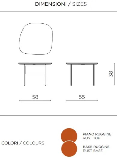Tavolino con piano sagomato in legno Ruggine e base in metallo - FLUX Small