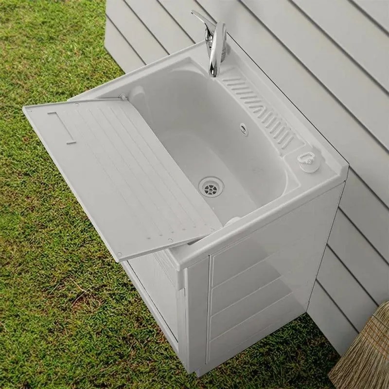 Mobile lavatoio 60x60 bianco con serranda vasca e asse strofinatoio