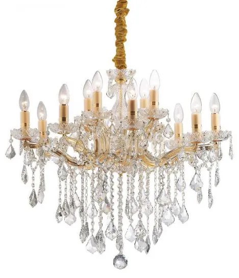 Florian lampadario a sospensione in vetro e cristallo molato oro 12...
