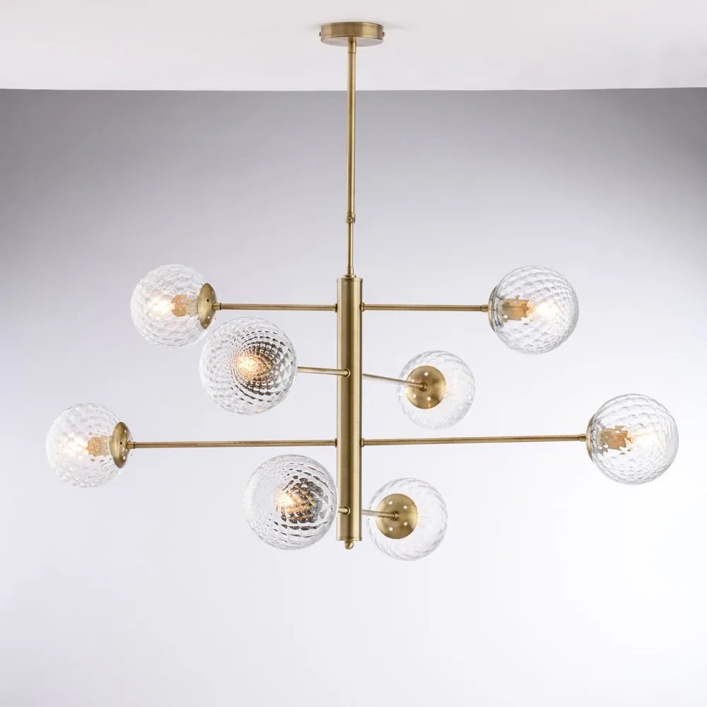 Lampadario Contemporaneo Demetra Metallo Bronzo 8 Luci E14