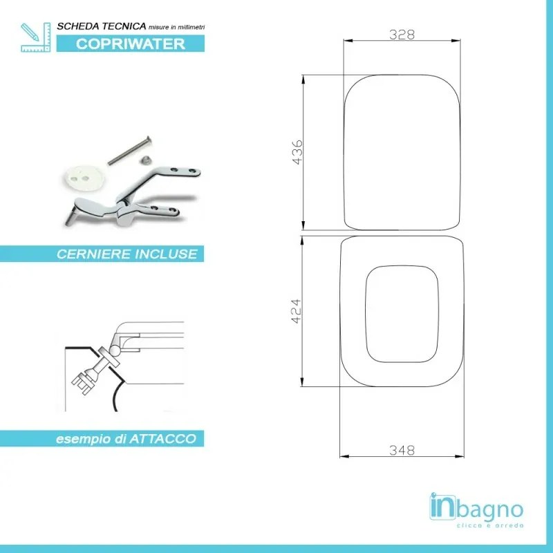 Copriwater champagne serie Conca Ideal Standard in legno rivestito con cerniere