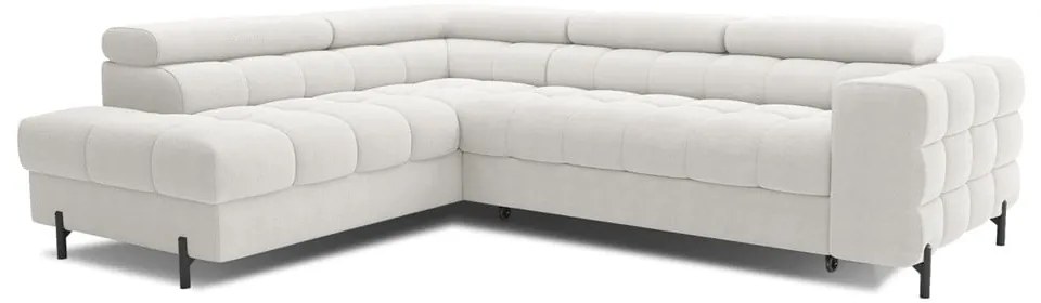 Divano angolare color crema allungabile/con contenitore (con penisola a sinistra/a L) con rivestimento in bouclé Ferucce – ELTAP