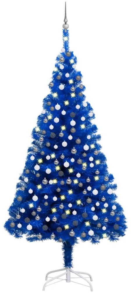 Albero di Natale Preilluminato con Palline Blu in PVC, Albero di Natale Preilluminato con Palline Blu 210 cm PVC II