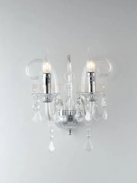 Applique a parete cristallo trasparente 2 luci attacco e14 32x22x30cm