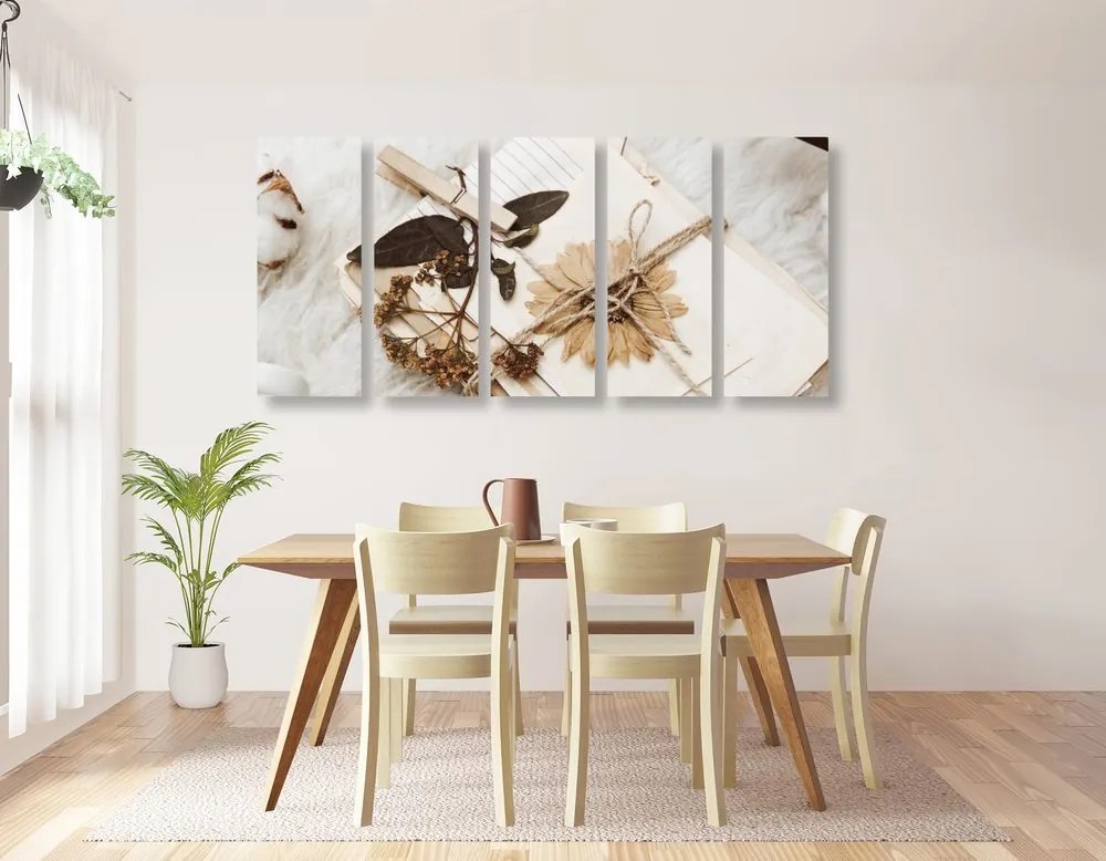 Quadri 5 pezzi – Collezione di foglie antiche