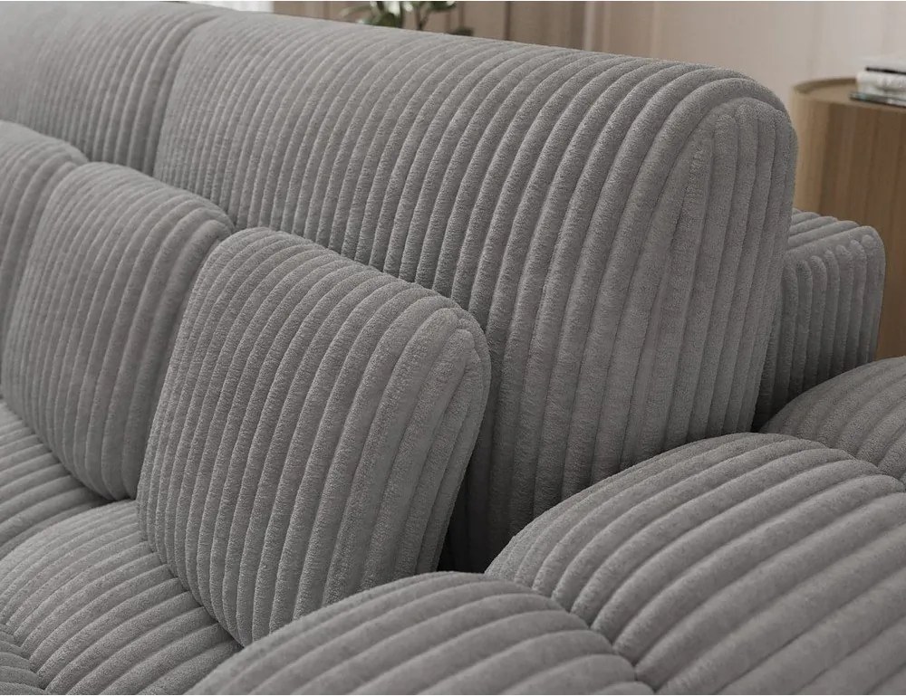 Divano grigio allungabile con rivestimento in velluto a coste 256 cm Cotonn – ELTAP