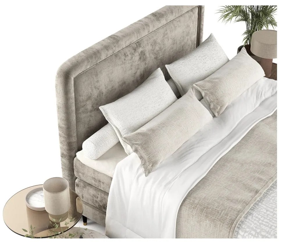 Letto boxspring marrone chiaro 200x200 cm Dove - Maison de Rêve