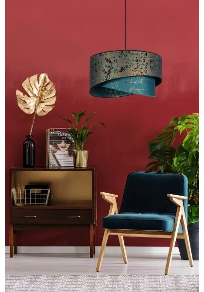 Lampadario su filo REZO 1xE27/60W/230V turchese/dorato