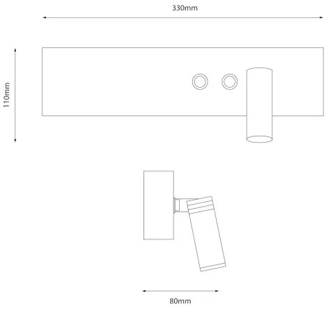 Faretto da parete a LED RESORT LED/10W/230V + LED/3W, bianco, lato destro
