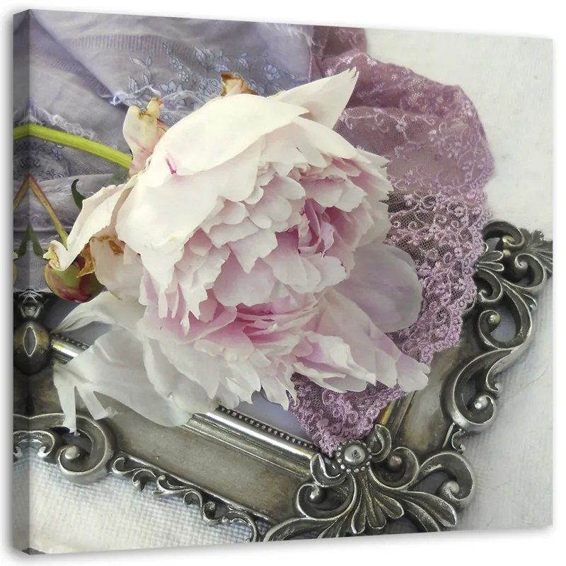 Quadro su tela, Fiore di rosa shabby chic