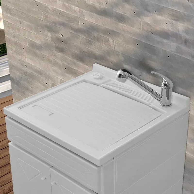 Mobile Lavatoio in Kit 60x60 cm con Vasca colore Bianco in Resina