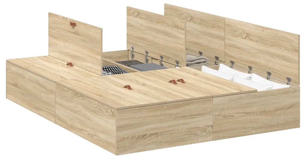 Letto con contenitore rovere sonoma legno ingegnerizzato