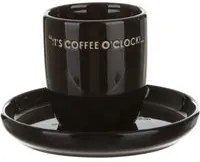 Tazzina caffè con piattino nero con scritta 135 ml