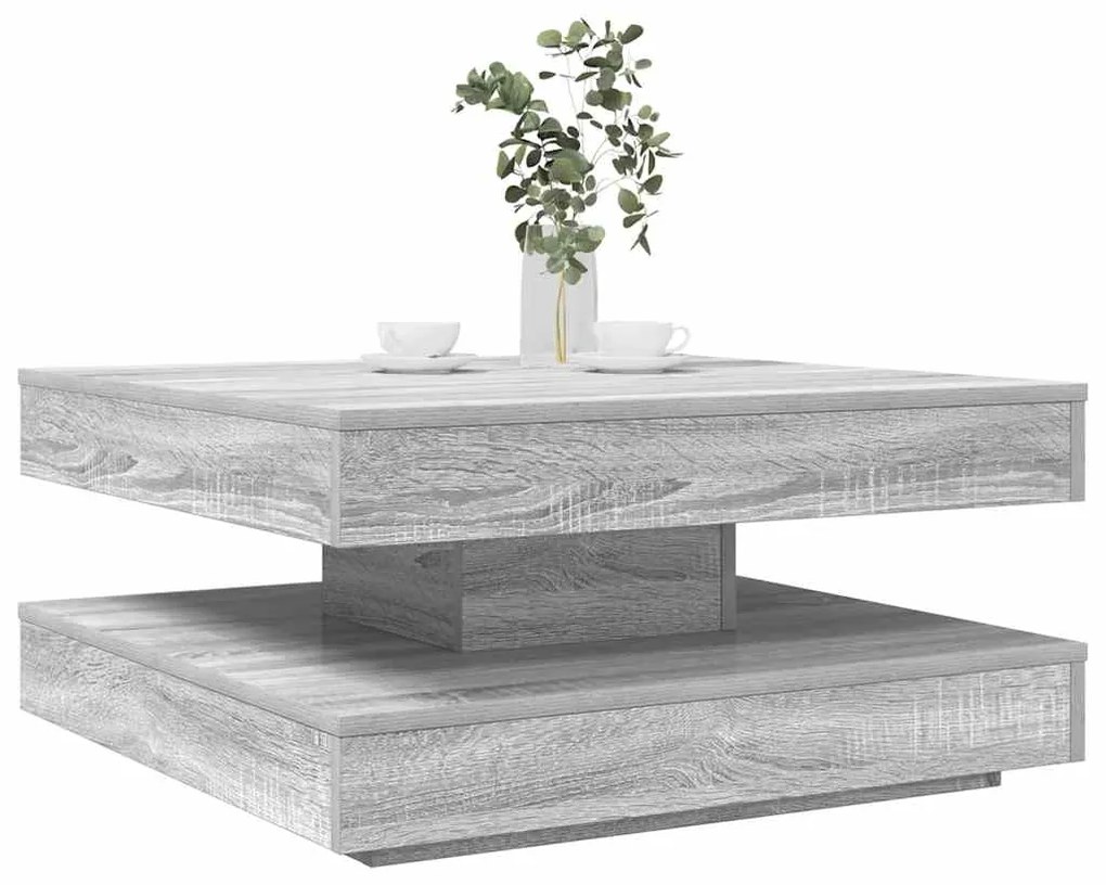 Tavolino Da Caffè Girevole A 360 Gradi Grigio 70x70x34,5 Cm /