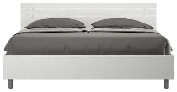 Letto matrimoniale contenitore 160x190 testata dritta con doghe bianco frassino Ankel