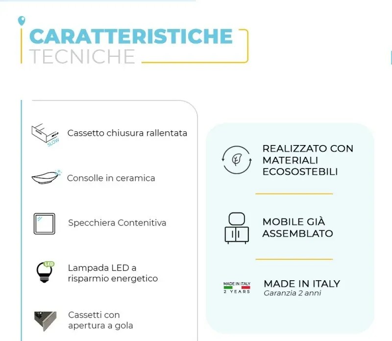 Mobile bagno sospeso 100 cm Master grigio cemento con specchio contenitore